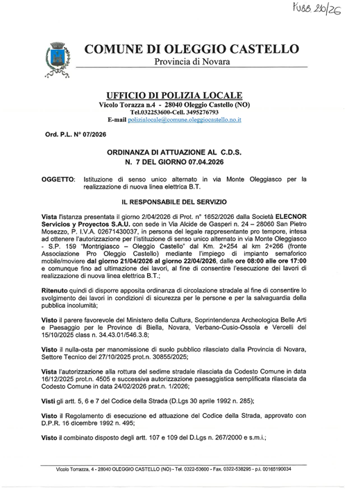 Ordinanza CdS n°07 del 07/04/2026