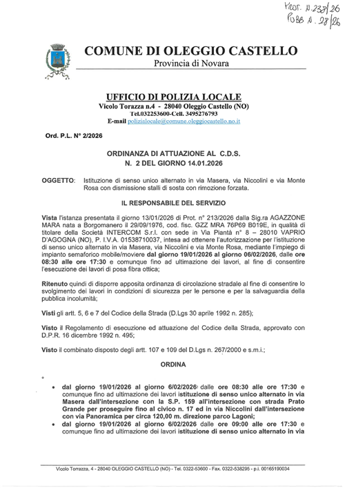 Ordinanza CdS n° 02/2026