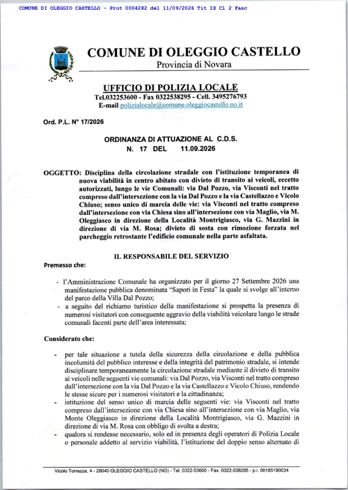 Ordinanza CdS n°17-2026