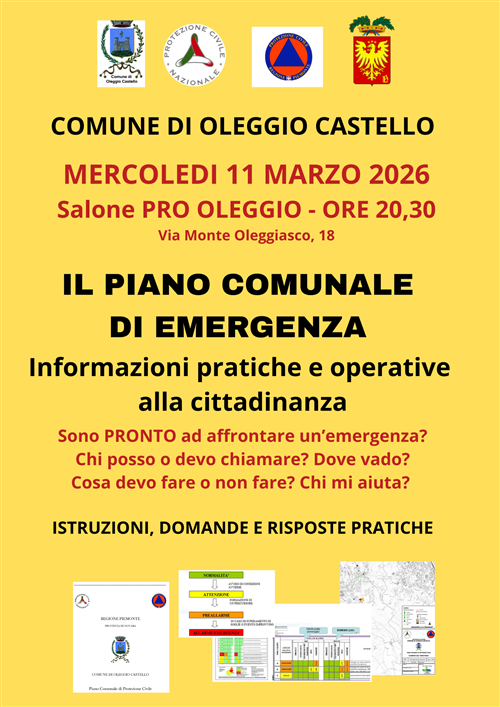 Presentazione Piano Comunale di Emergenza